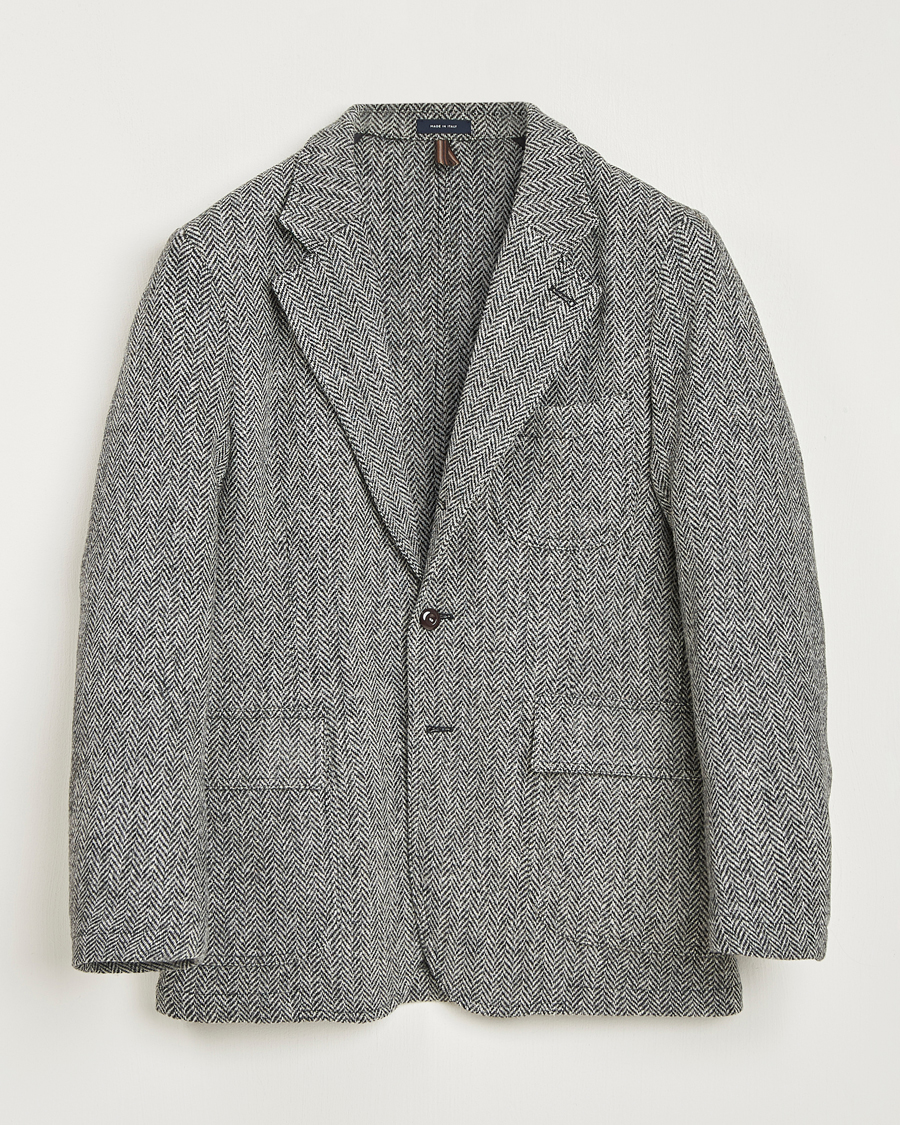 Men | Blazers | Drake's | MKVII Wool Herringbone Blazer Grey