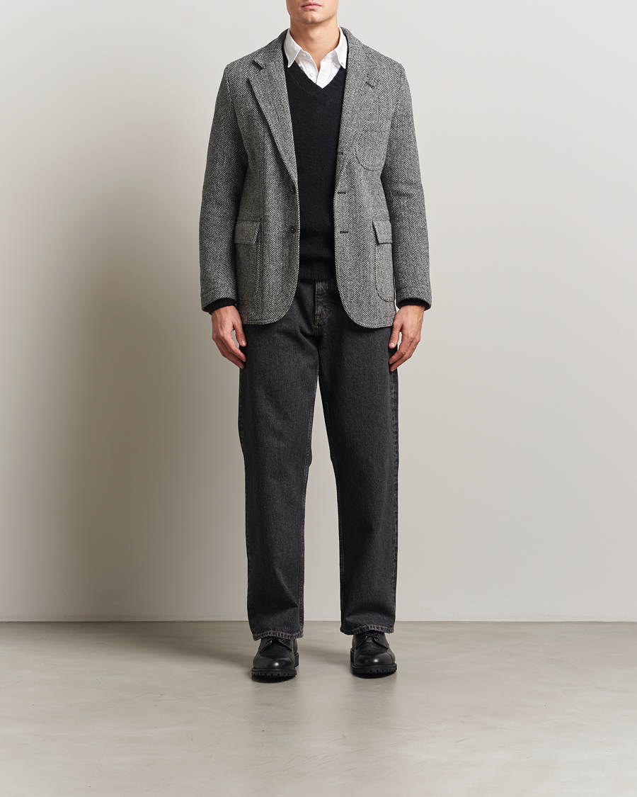 Men | Blazers | Drake's | MKVII Wool Herringbone Blazer Grey