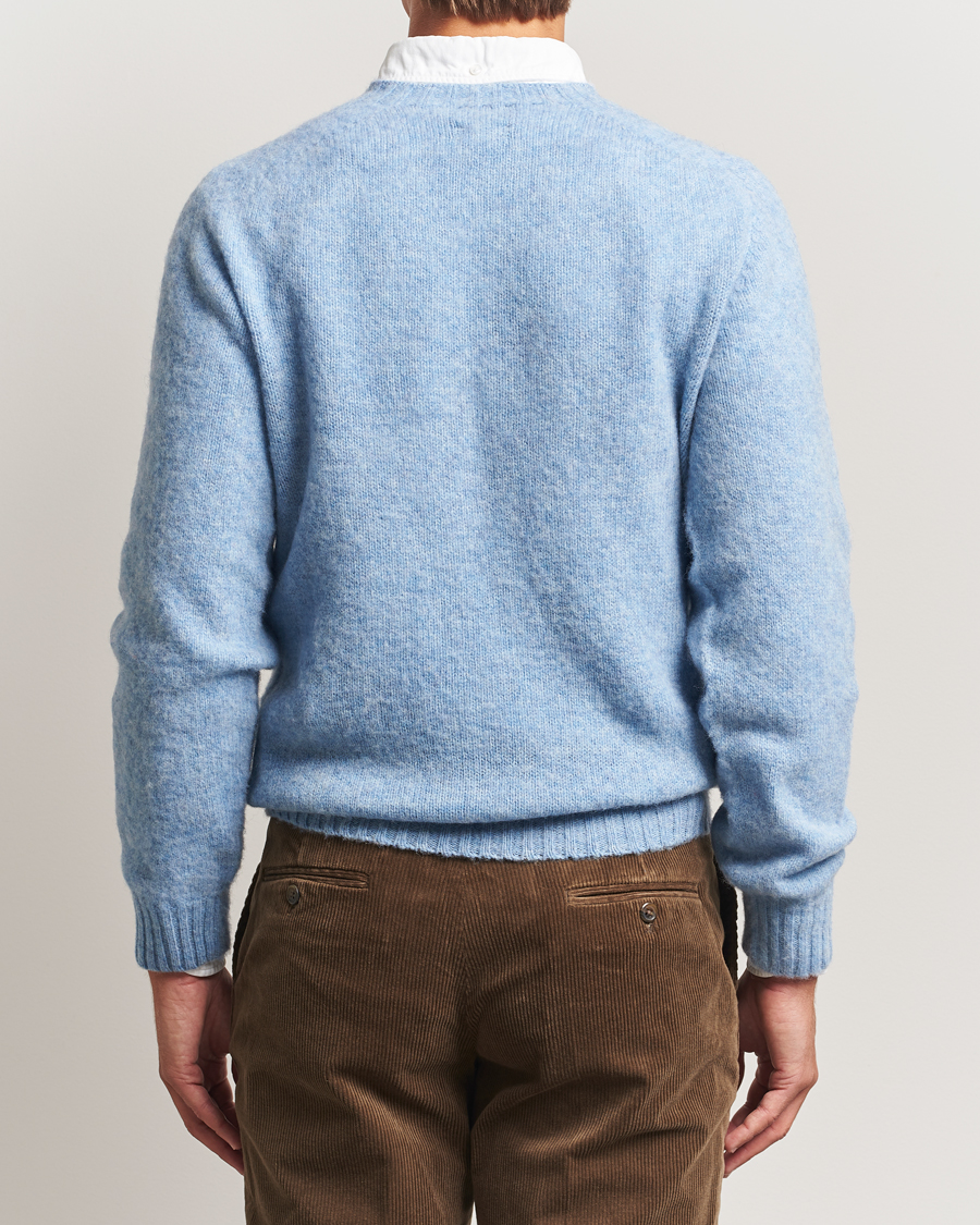 Men | Sweaters & Knitwear | Drake's | Brushed Shetland Crew Light Blue
