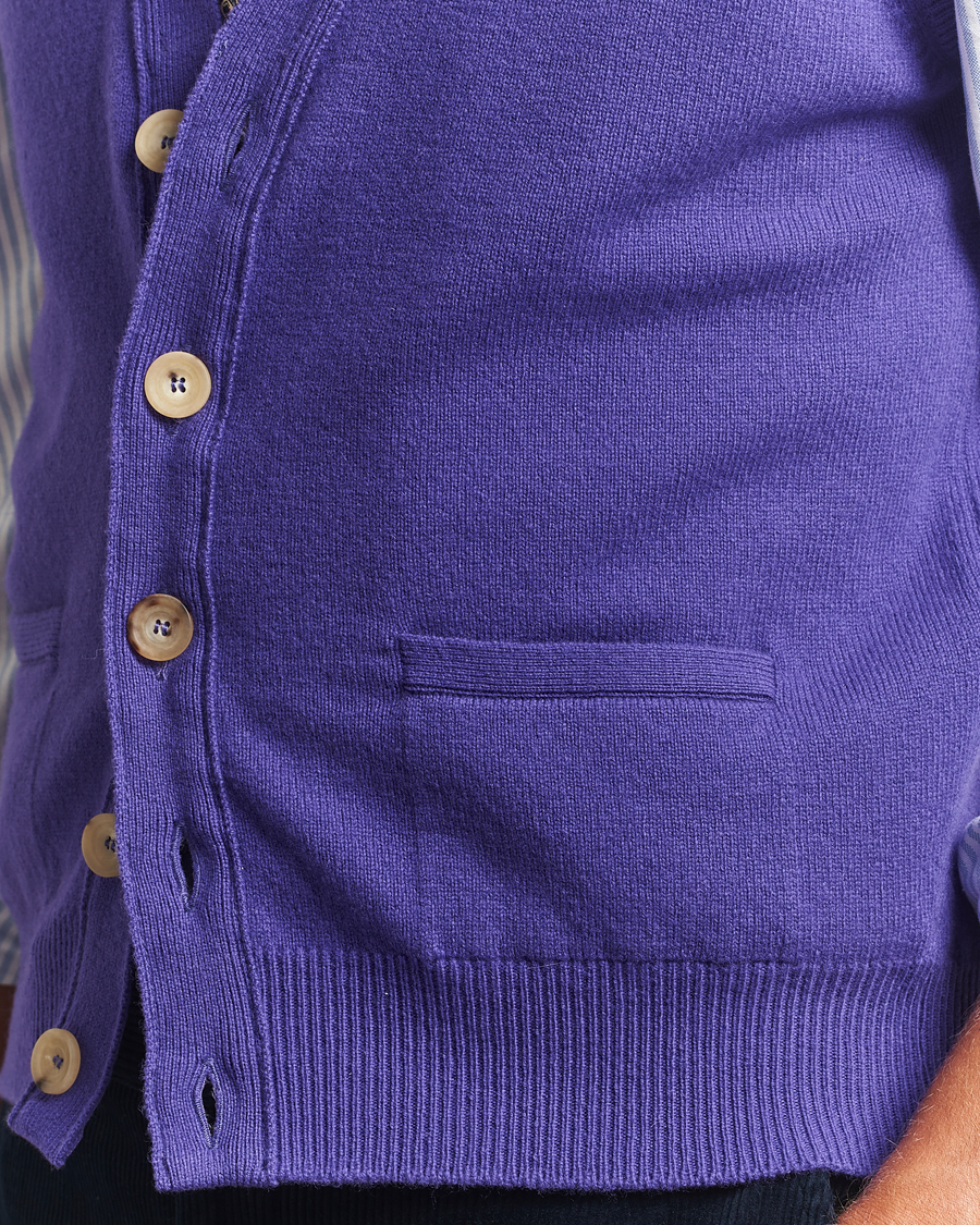Men | Sweaters & Knitwear | Drake's | Lambswool Vest Cardigan Purple
