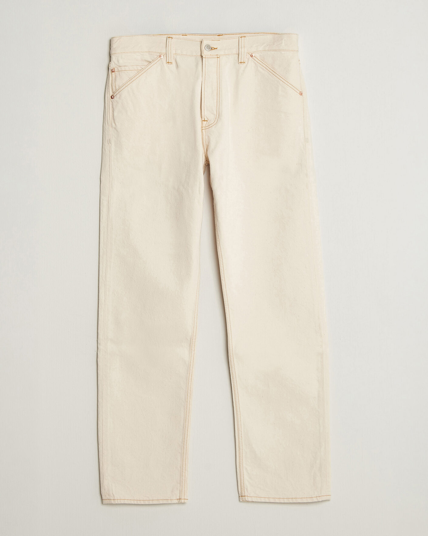 Men | Jeans | Drake's | 5-Pocket Heavy Cotton Jeans Ecru