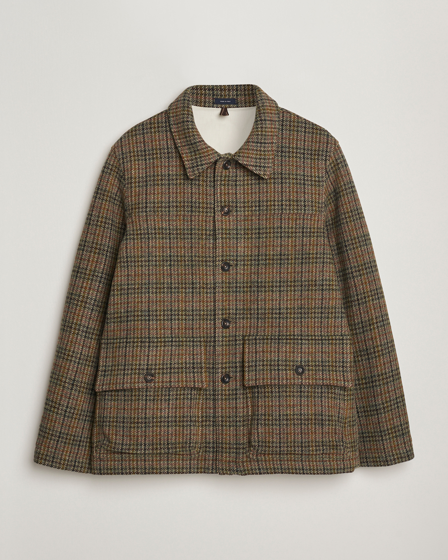 Drake's Check Tweed Donkey Chore Green at CareOfCarl.com