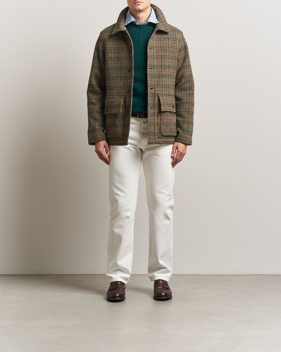 Drake's Check Tweed Donkey Chore Green at CareOfCarl.com