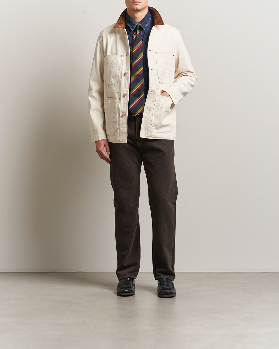 Men | Coats & Jackets | Drake's | Denim Welder Jacket Ecru