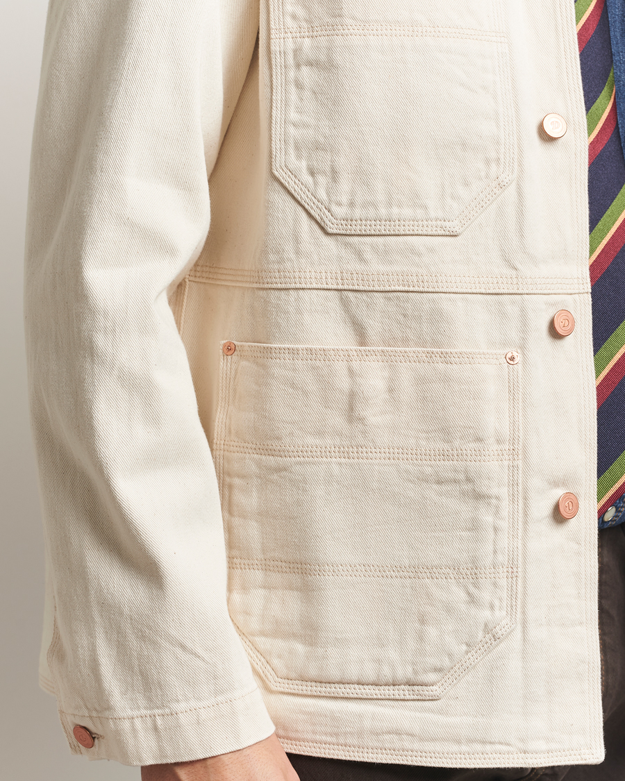 Men | Coats & Jackets | Drake's | Denim Welder Jacket Ecru