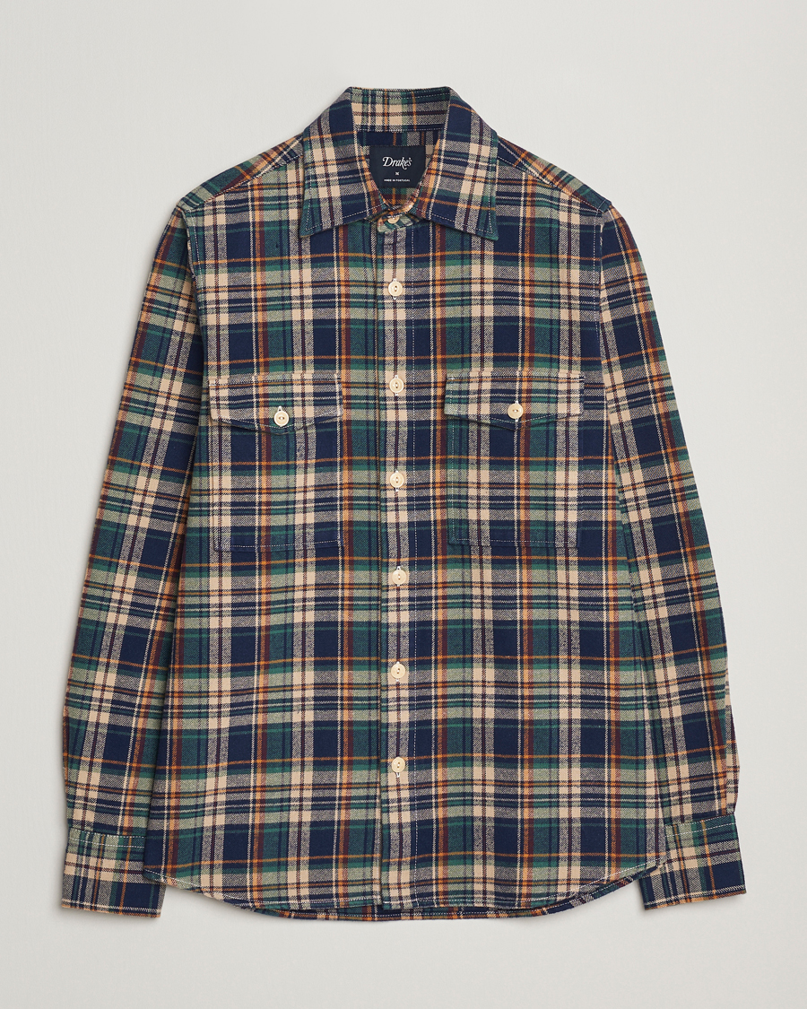 Men | Shirts | Drake's | Check Relaxed Block Shirt Multi
