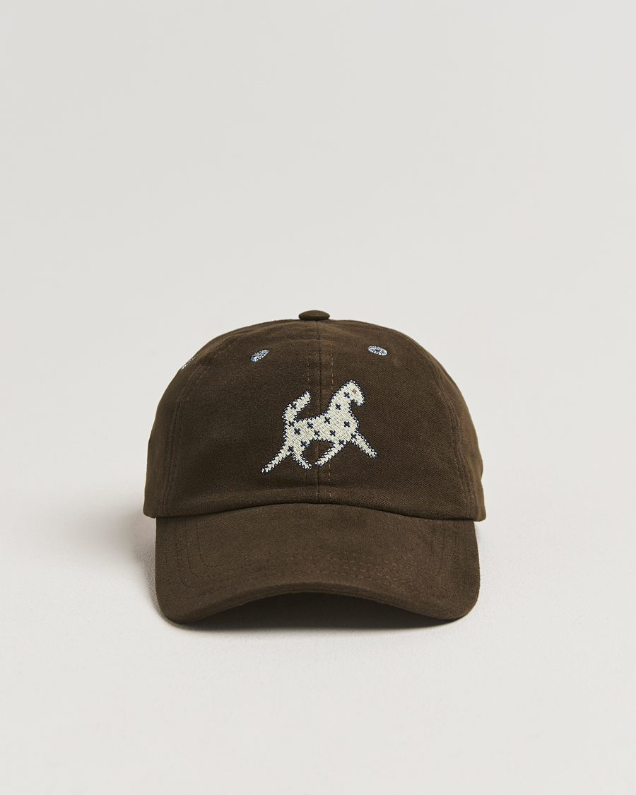 Men | Drake's Horse Applique Moleskin Baseball Cap Brown | Drake's | Horse Applique Moleskin Baseball Cap Brown