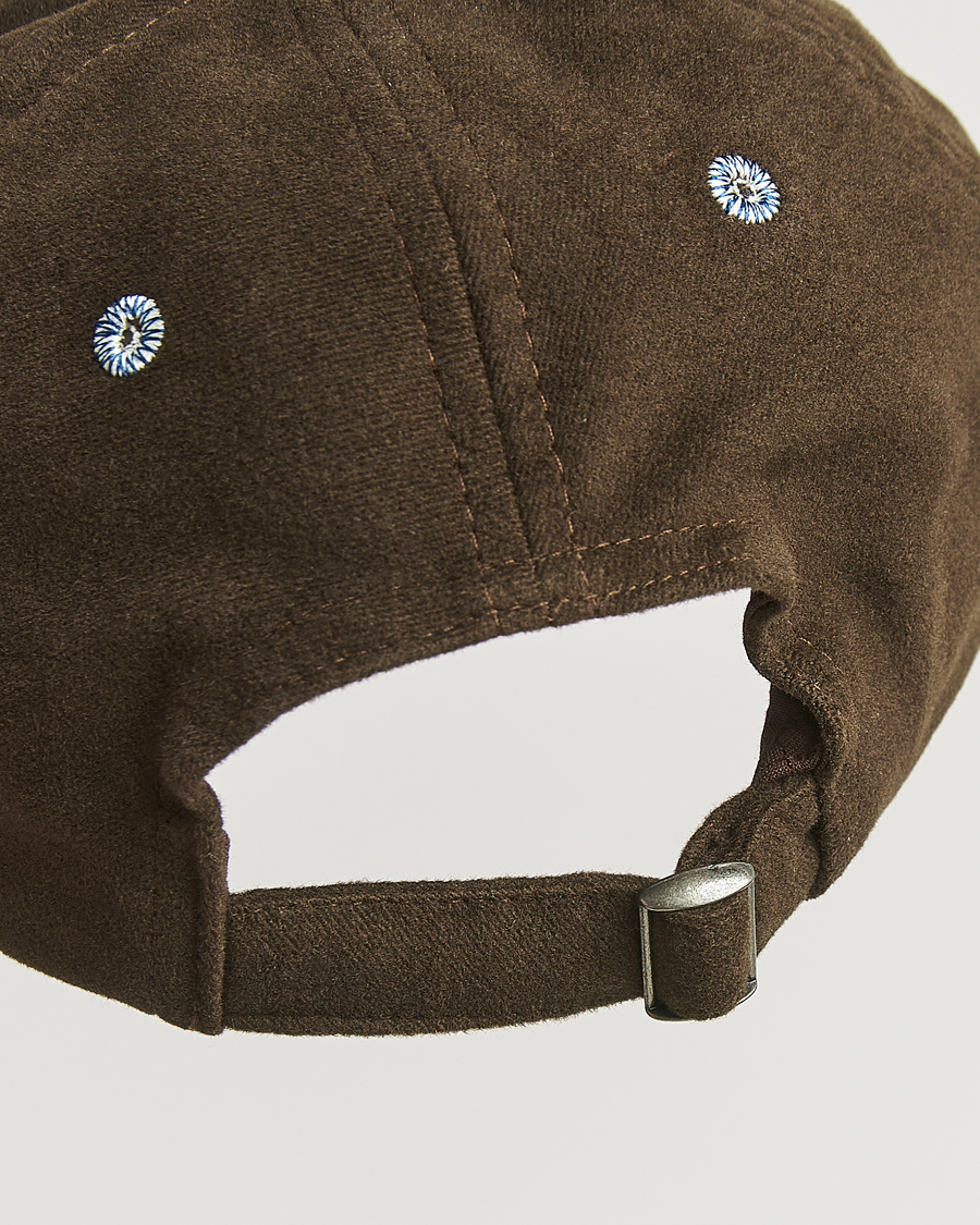 Men | Drake's Horse Applique Moleskin Baseball Cap Brown | Drake's | Horse Applique Moleskin Baseball Cap Brown