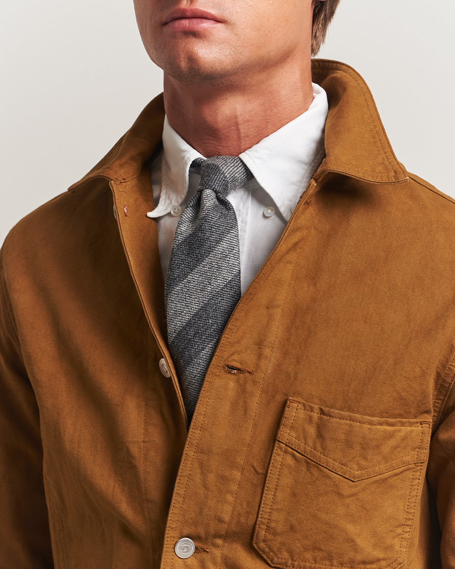 Men | Drake's Dual Stripe Wool Tie Grey | Drake's | Dual Stripe Wool Tie Grey