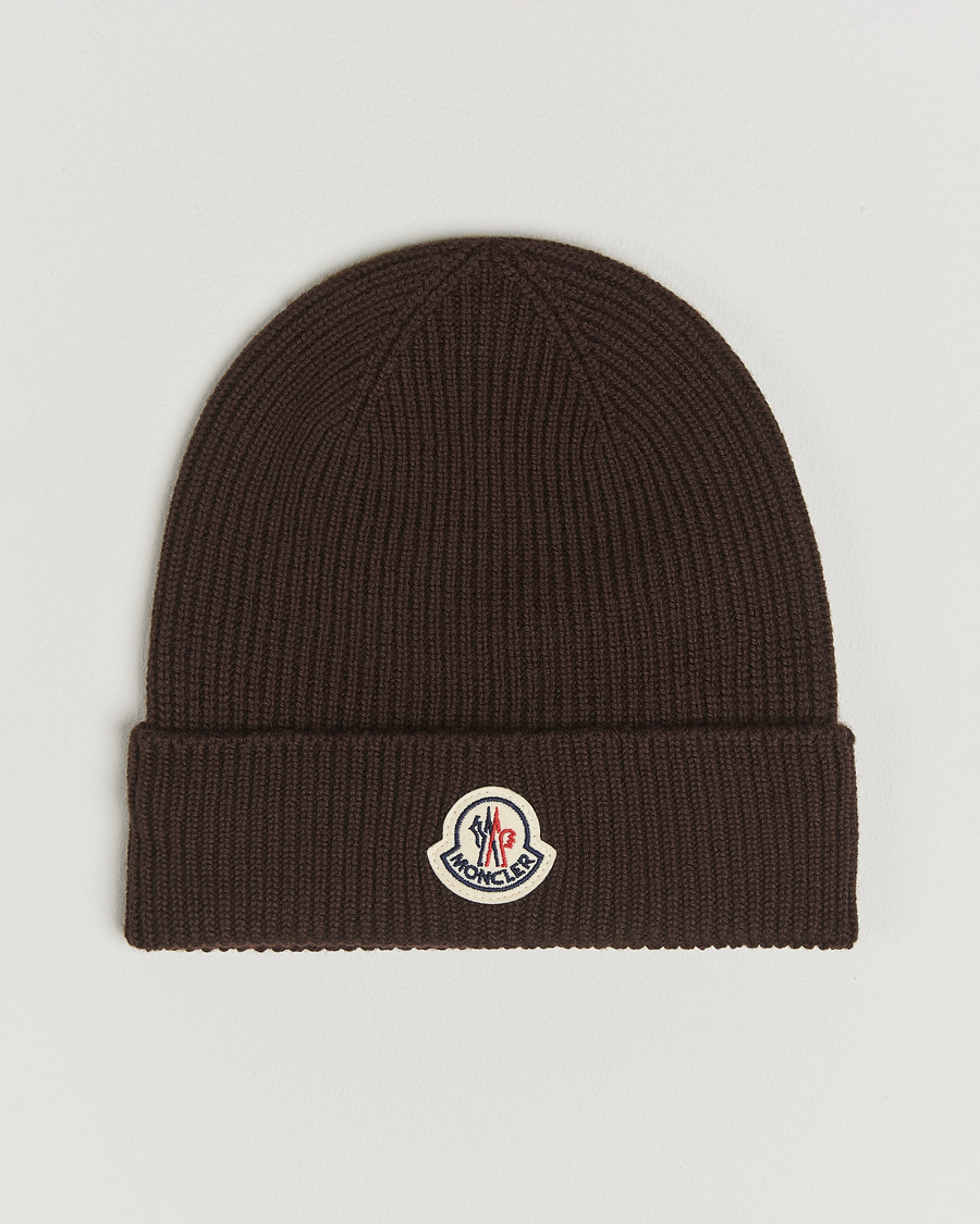 Moncler Rib Wool Beanie Brown at CareOfCarl.com