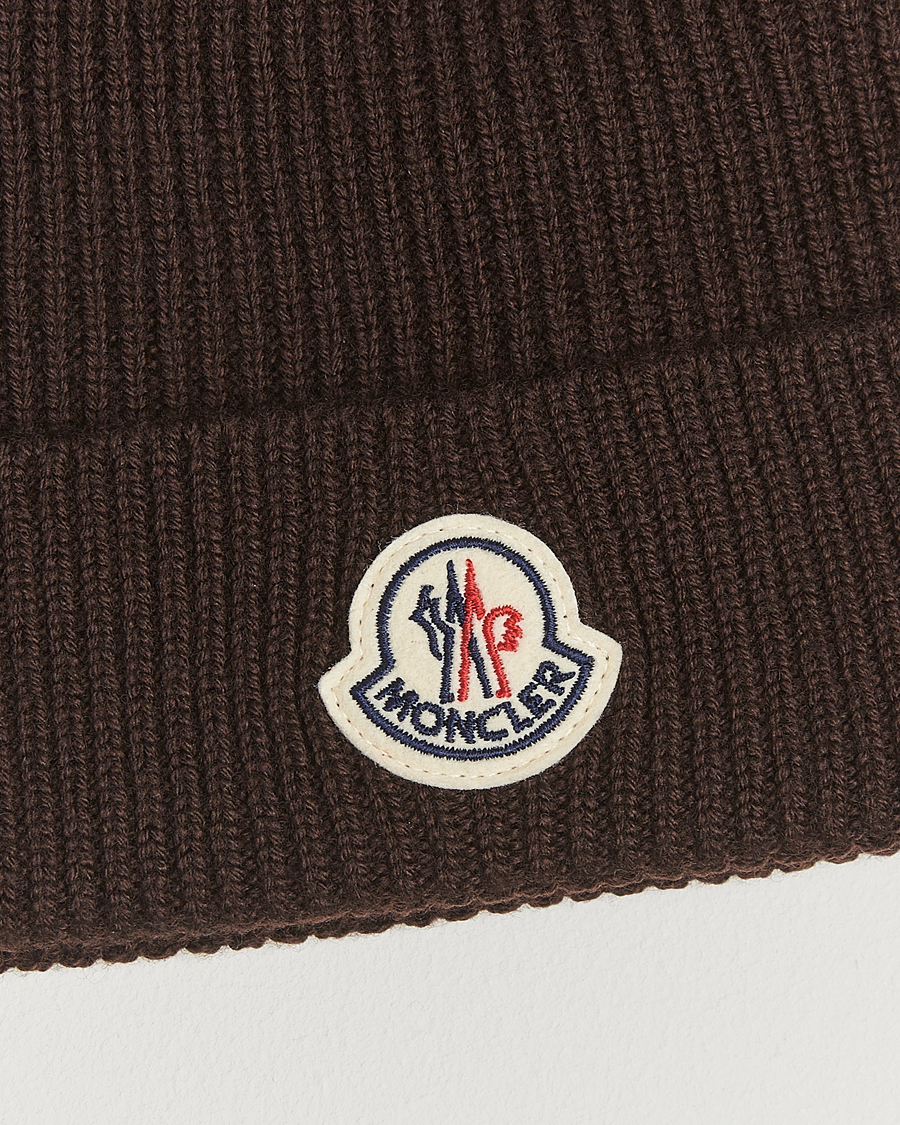 Men | Moncler Rib Wool Beanie Brown | Moncler | Rib Wool Beanie Brown