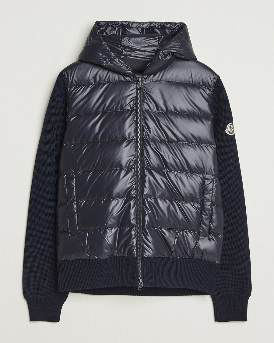Moncler Padded Hooded Cardigan Navy at CareOfCarl.com