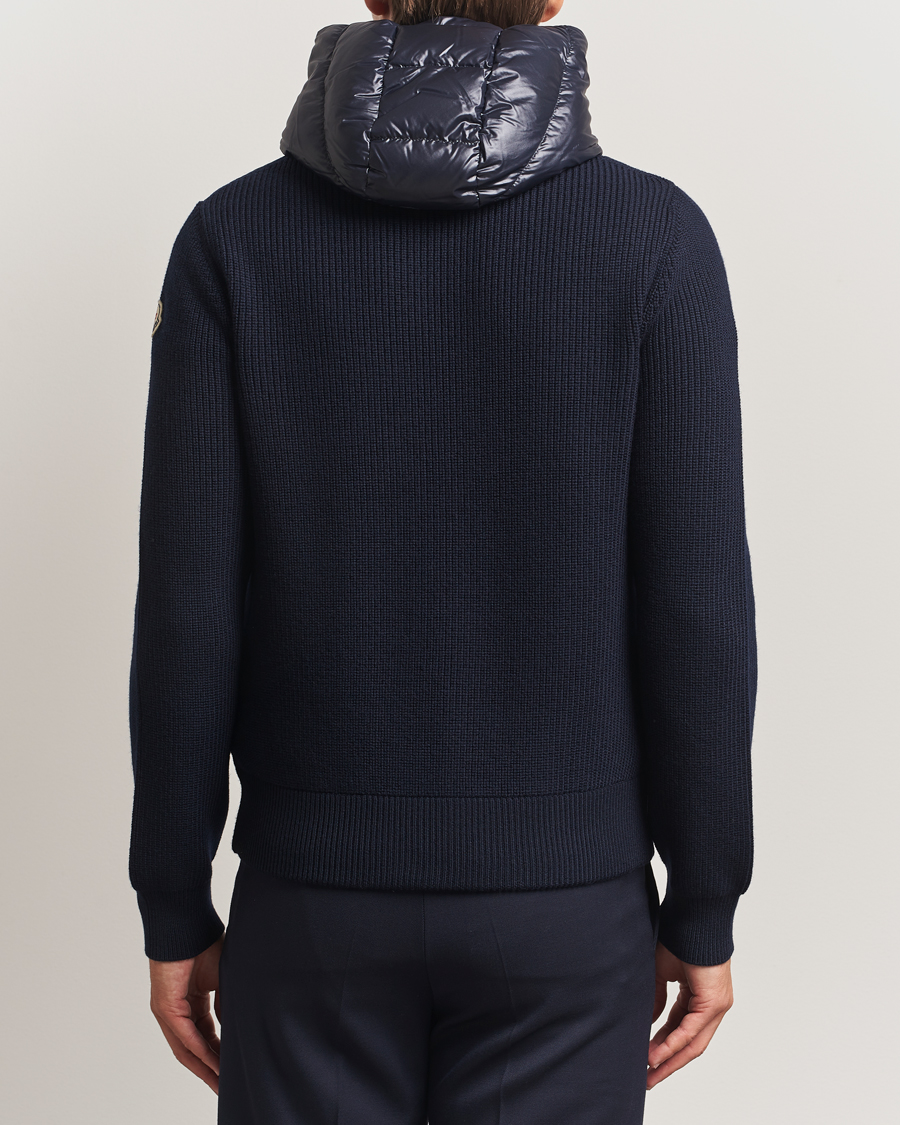 Moncler Padded Hooded Cardigan Navy at CareOfCarl.com