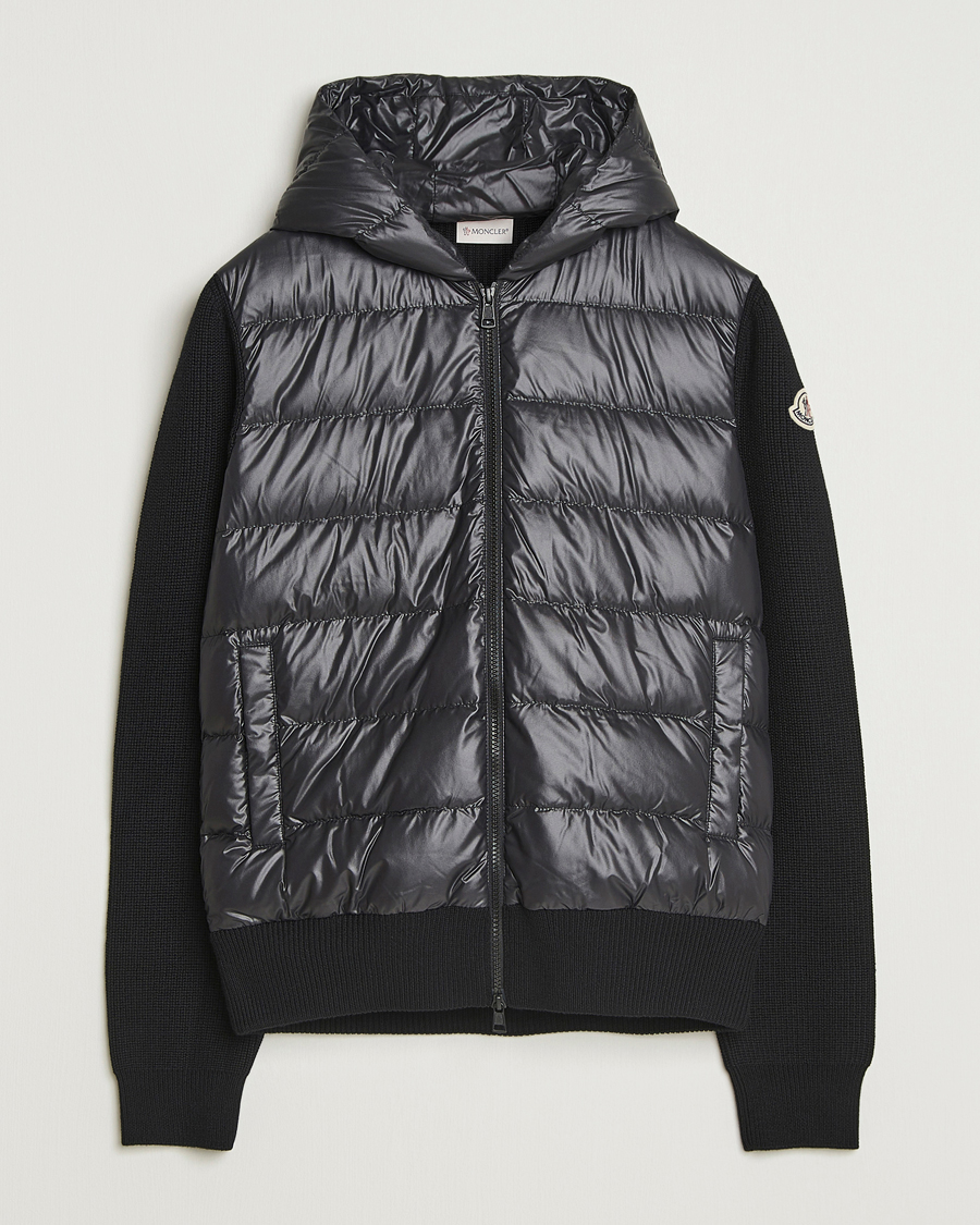 Men | Sweaters & Knitwear | Moncler | Padded Hooded Cardigan Black