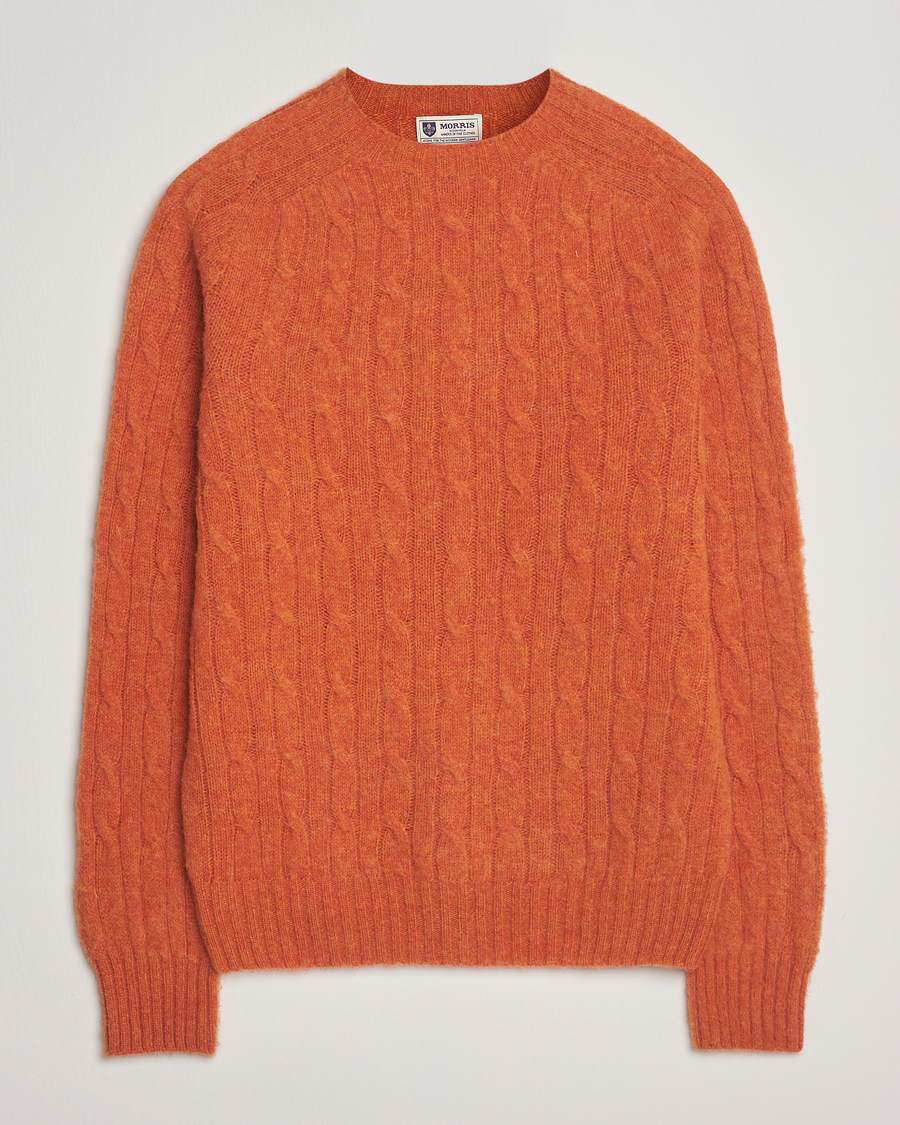 A.P.C - MORRIS&SONS セーター Morris Brushed Cable Sweater Orange at CareOfCarl.com