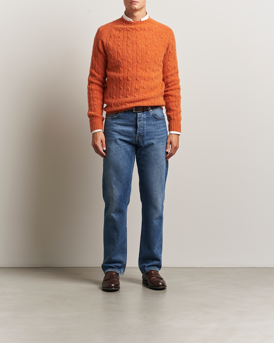 Morris Brushed Cable Sweater Orange at CareOfCarl.com