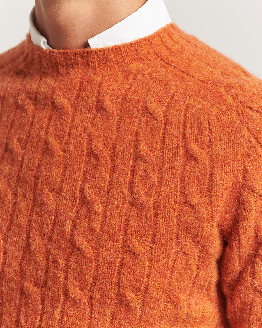 Morris Brushed Cable Sweater Orange at CareOfCarl.com