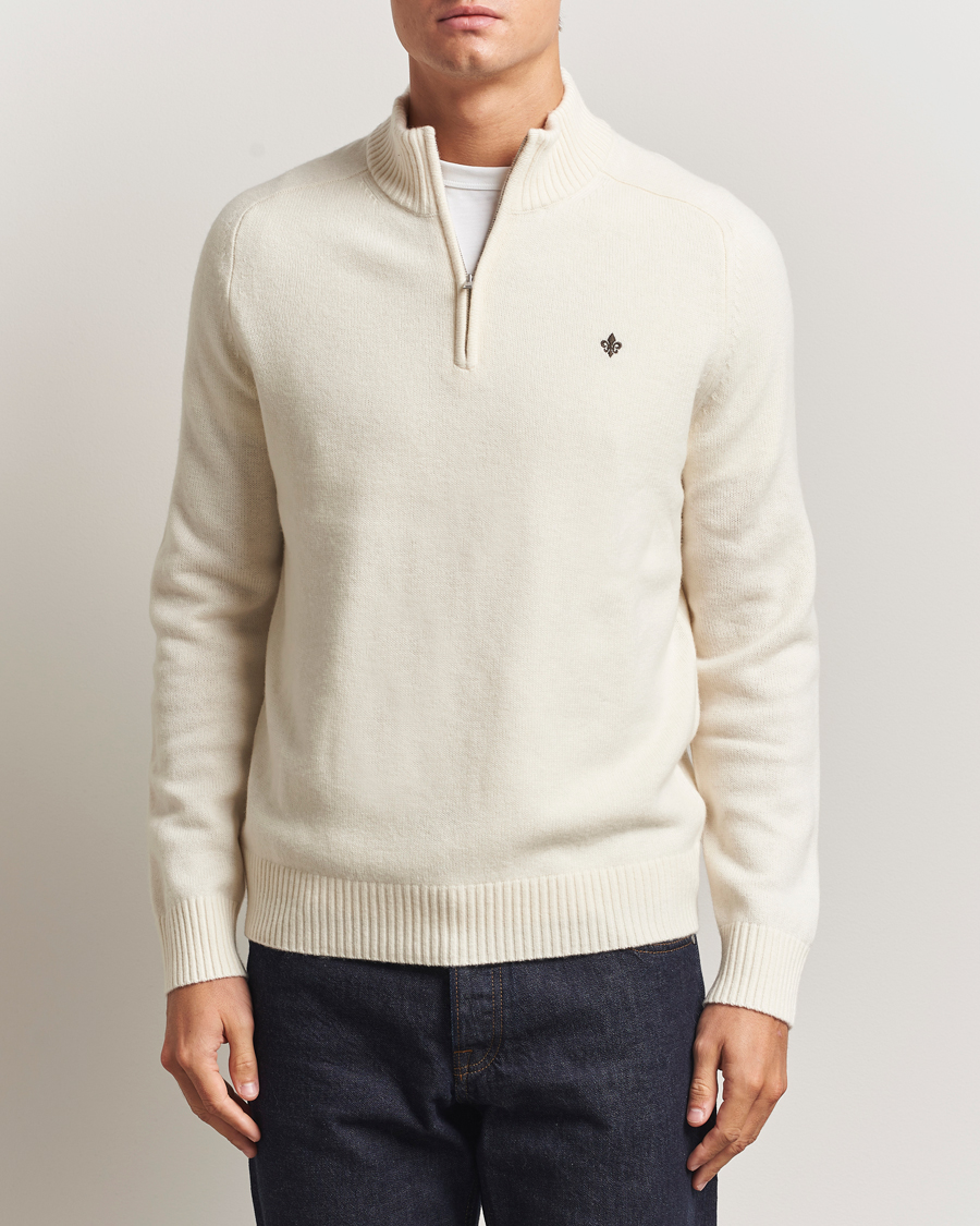 Morris Hertford Lambswool Merino Half Zip Off White at CareOfCarl.com