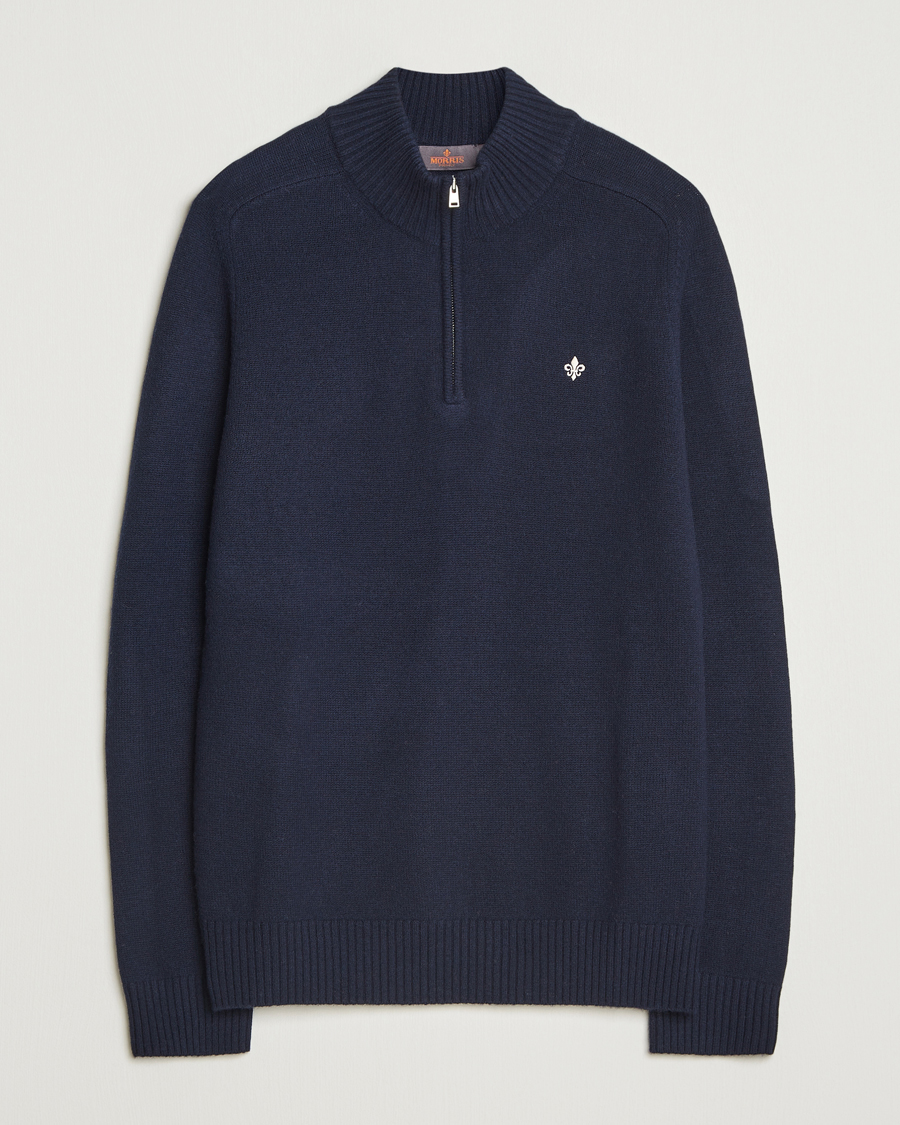Men | Sweaters & Knitwear | Morris | Hertford Lambswool Merino Half Zip Navy