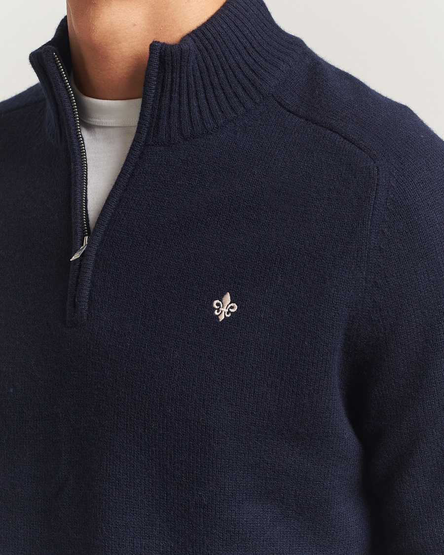 Men | Sweaters & Knitwear | Morris | Hertford Lambswool Merino Half Zip Navy