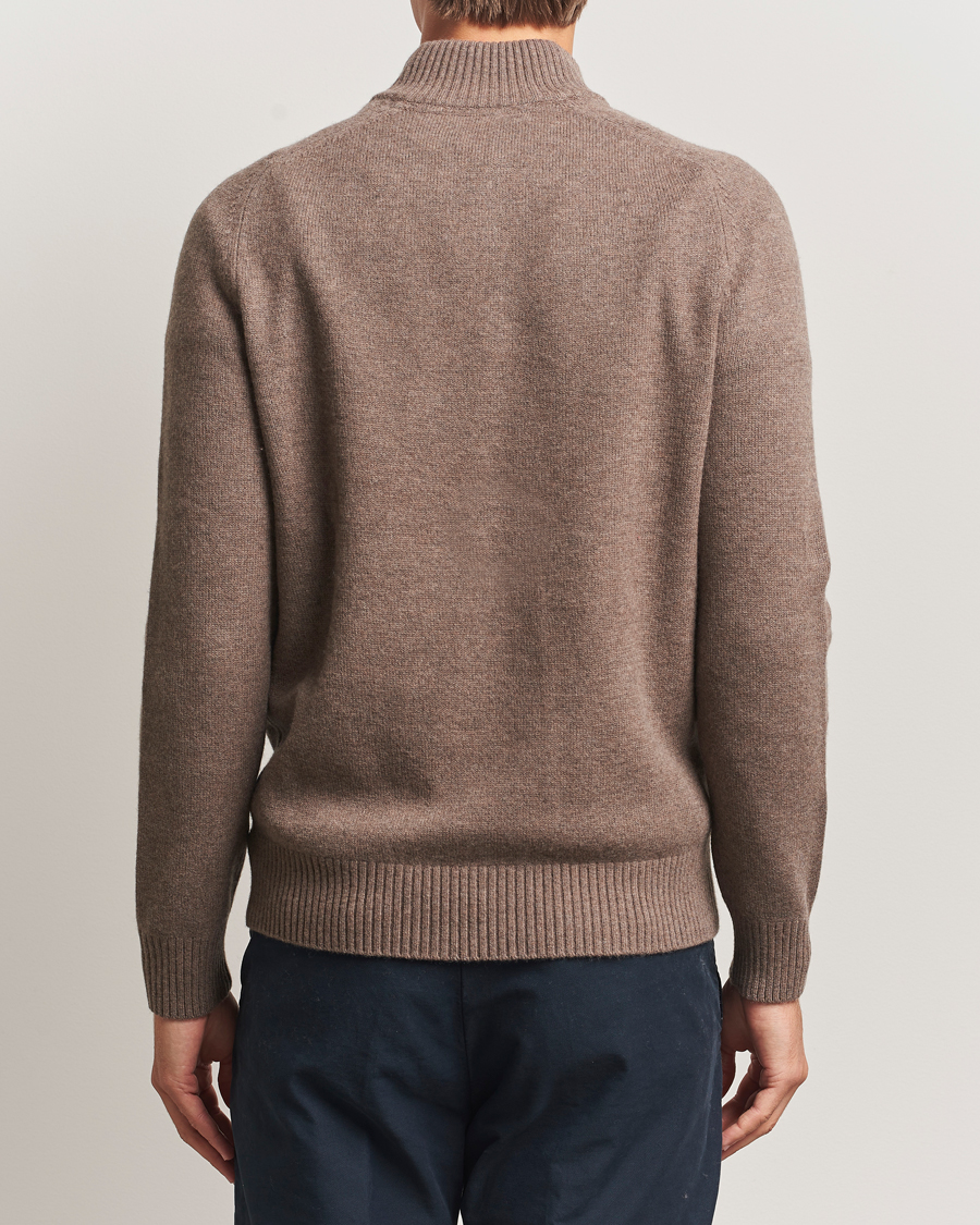 Men | Sweaters & Knitwear | Morris | Hertford Lambswool Merino Half Zip Brown