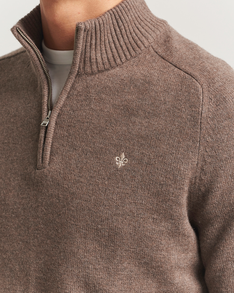Morris Hertford Lambswool Merino Half Zip Brown at CareOfCarl.com