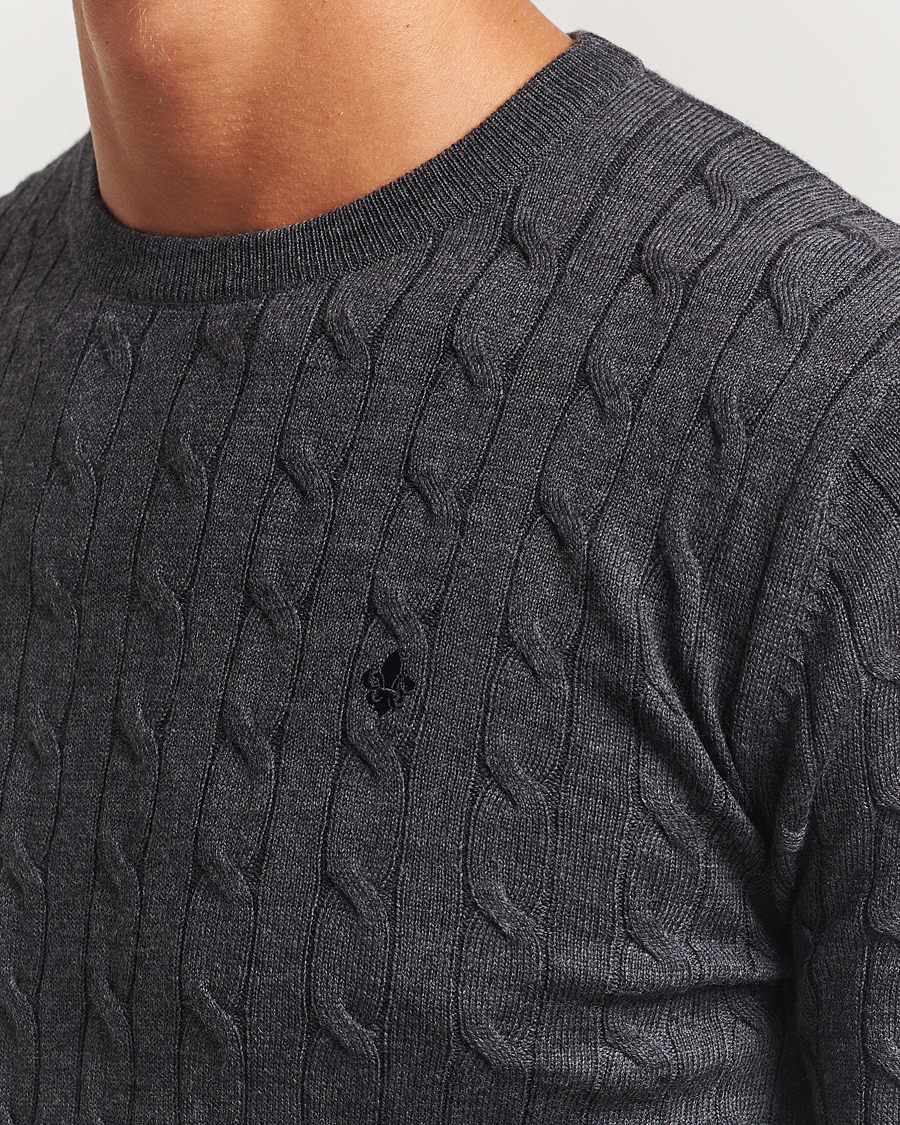 Men | Sweaters & Knitwear | Morris | Merino Cable O-Neck Grey