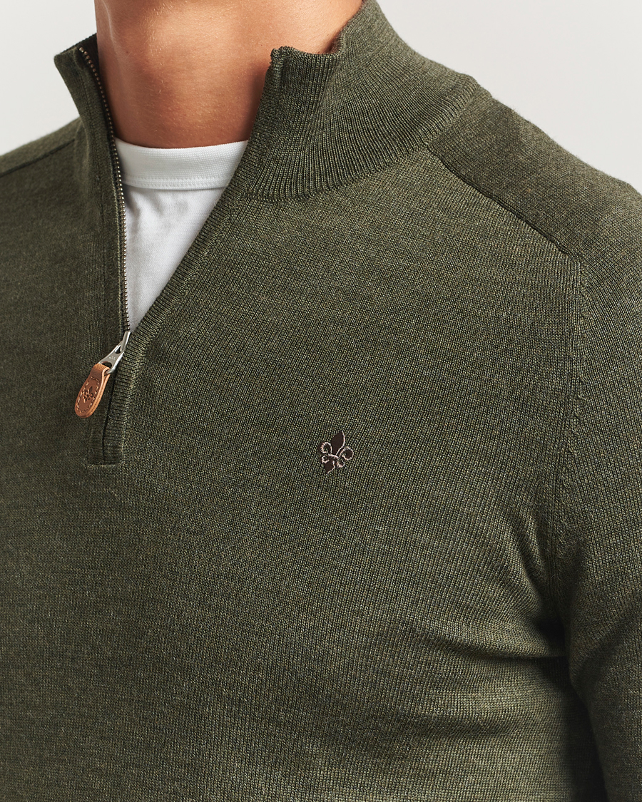 Men | Sweaters & Knitwear | Morris | John Merino Half Zip Olive