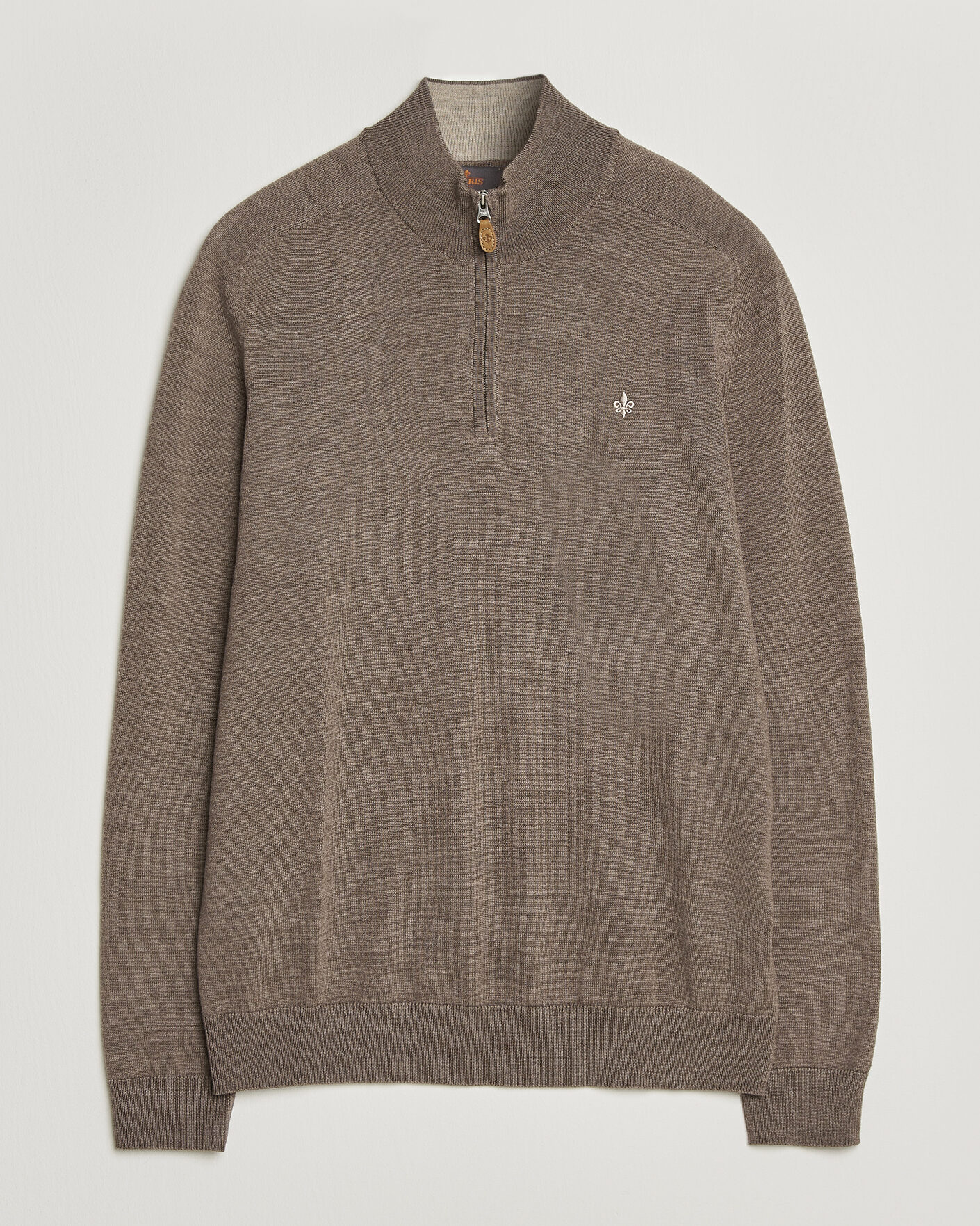 Men | Sweaters & Knitwear | Morris | John Merino Half Zip Brown
