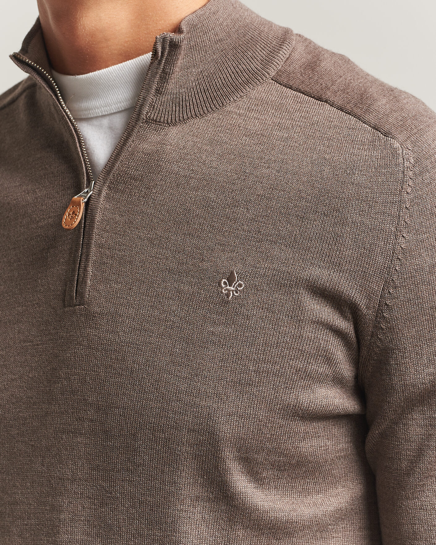 Men | Sweaters & Knitwear | Morris | John Merino Half Zip Brown
