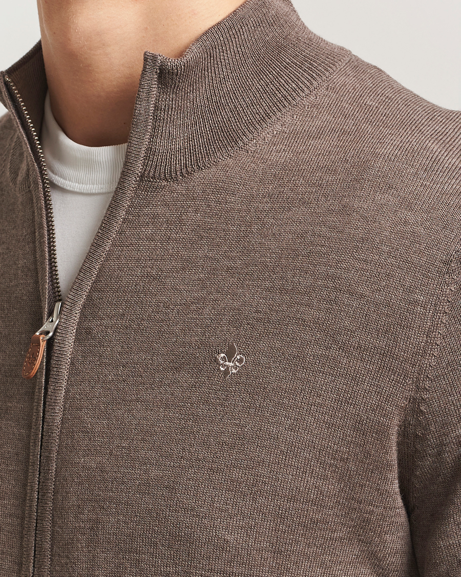 Men | Sweaters & Knitwear | Morris | Merino Full Zip Cardigan Brown
