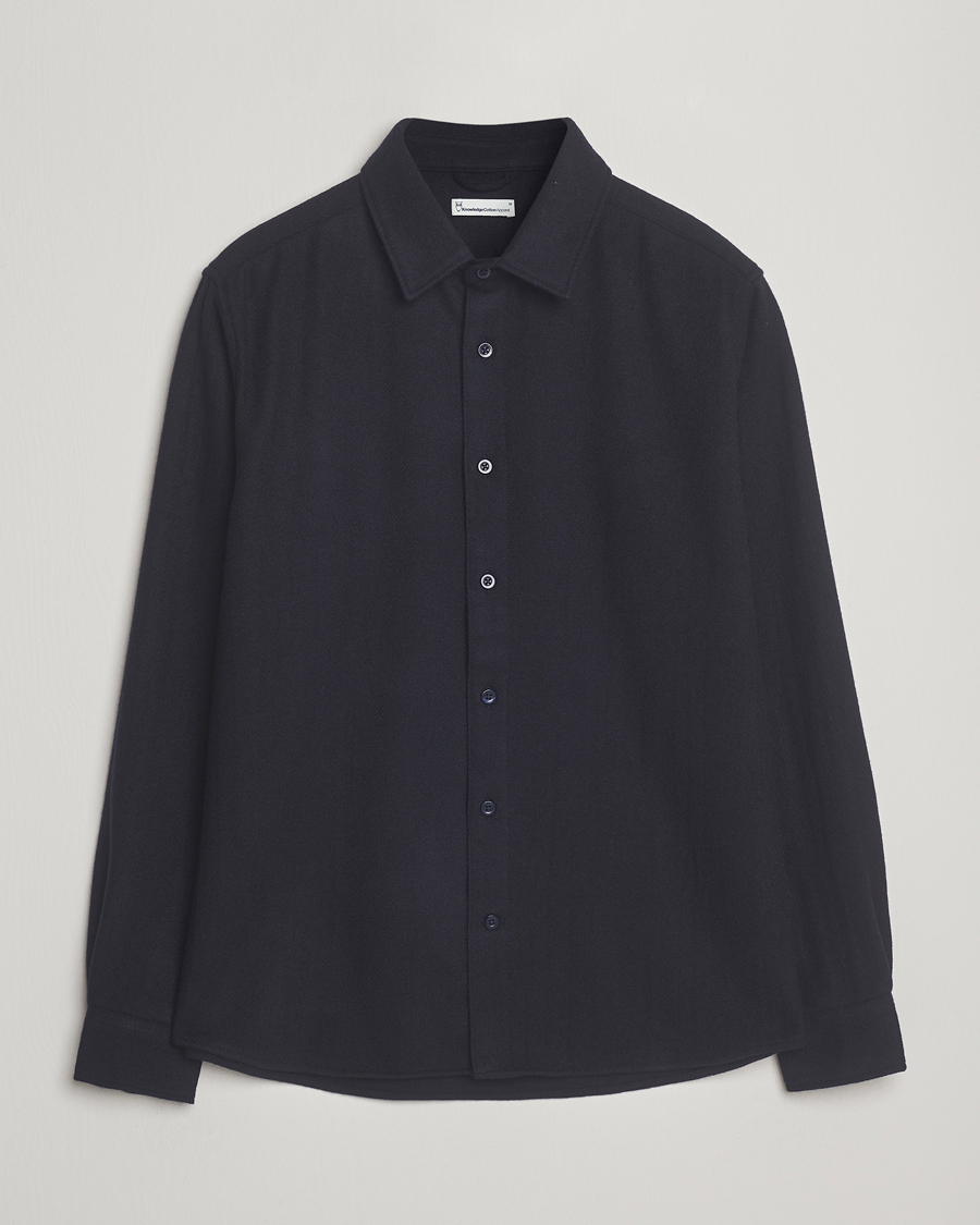 Men | Shirts | KnowledgeCotton Apparel | Merino Wool Overshirt Night Sky