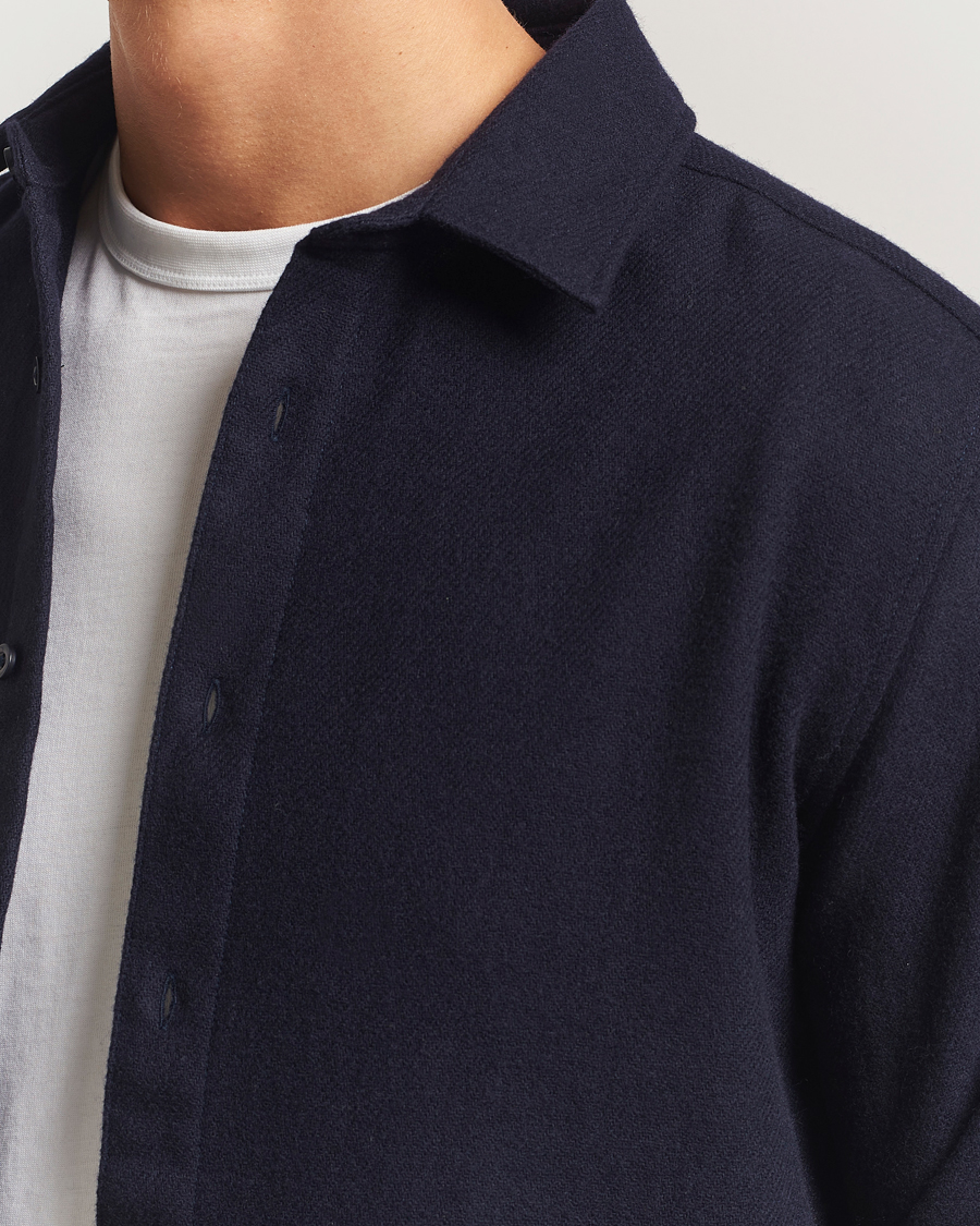 Men | Shirts | KnowledgeCotton Apparel | Merino Wool Overshirt Night Sky