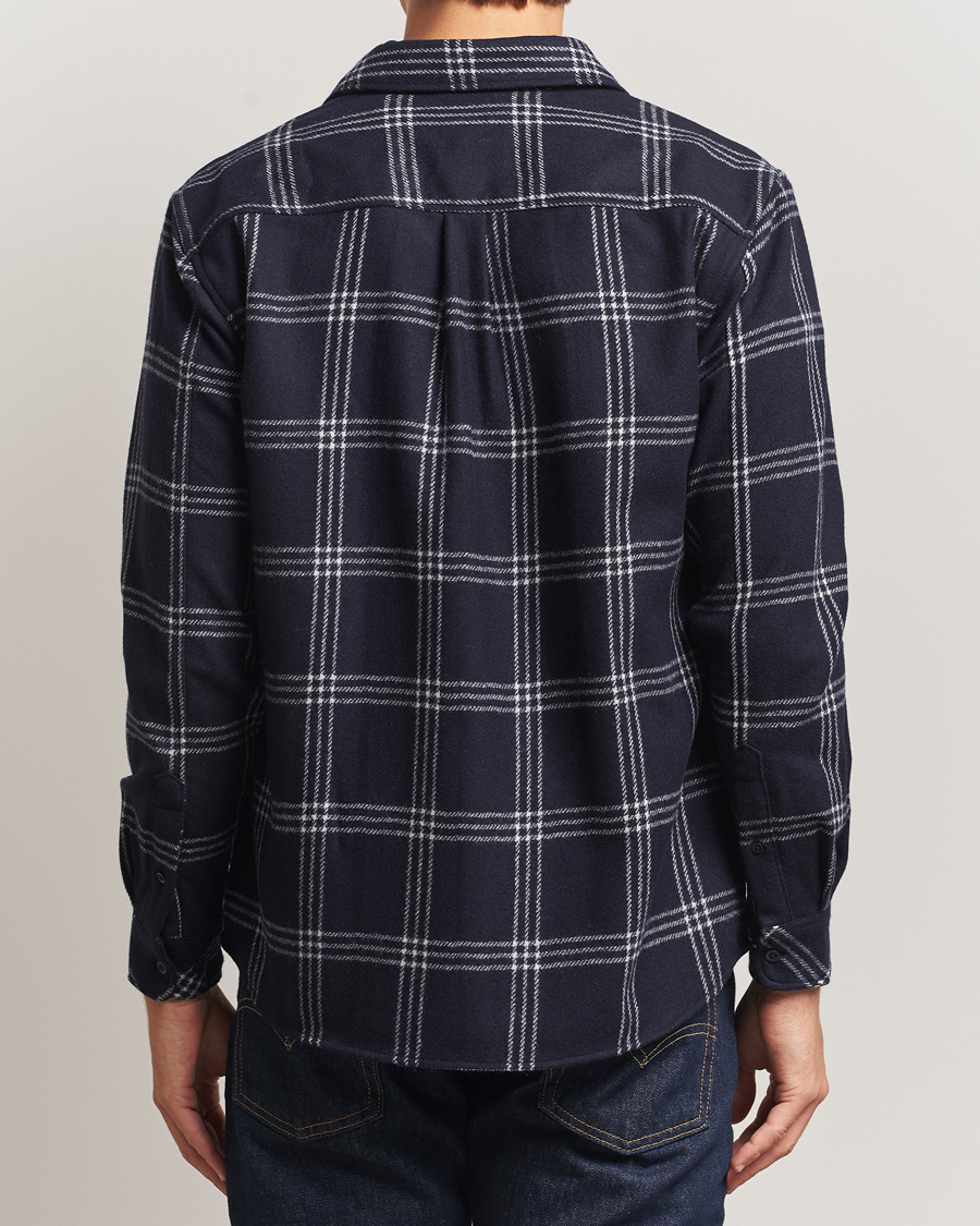 Men | Shirts | KnowledgeCotton Apparel | Merino Wool Check Overshirt Blue