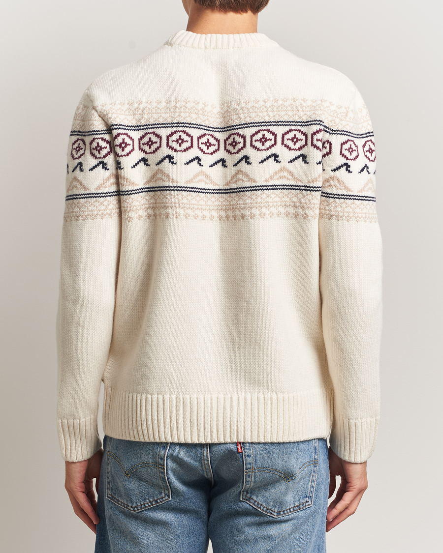 Men | Sweaters & Knitwear | KnowledgeCotton Apparel | Lambswool Knitted Crewneck Egret