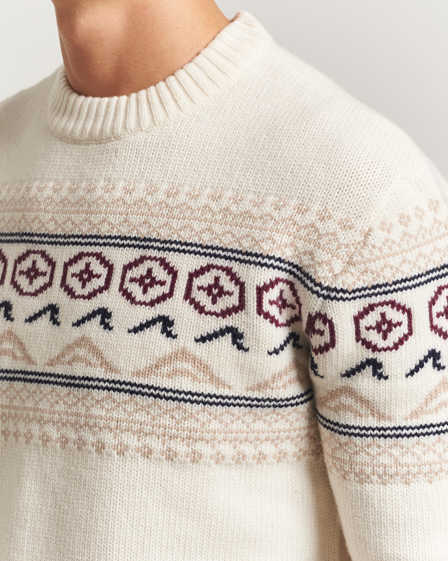 Men | Sweaters & Knitwear | KnowledgeCotton Apparel | Lambswool Knitted Crewneck Egret