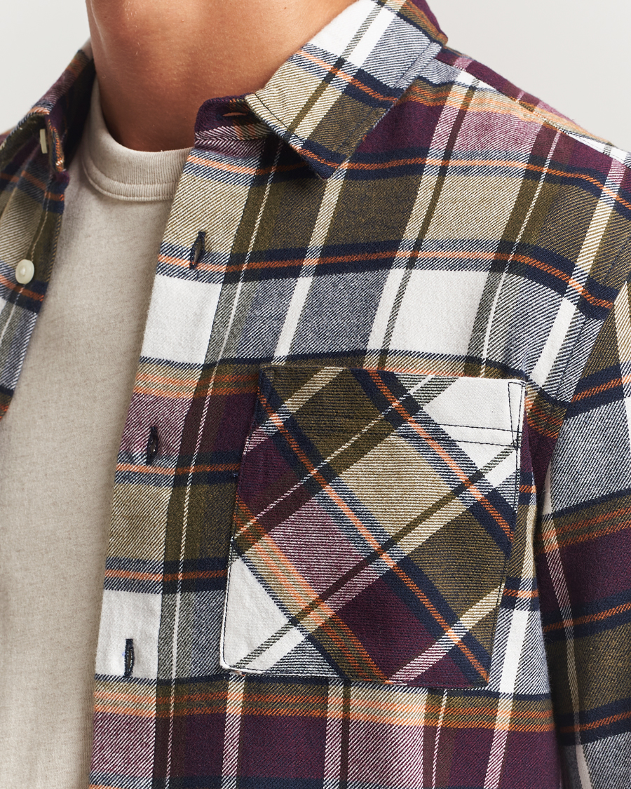 Men | Shirts | KnowledgeCotton Apparel | Cotton Checked Flannel Shirt Green