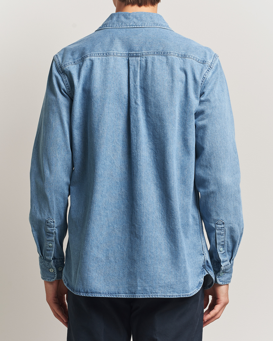 Men | Shirts | KnowledgeCotton Apparel | Cotton Indigo Denim Shirt Light Blue