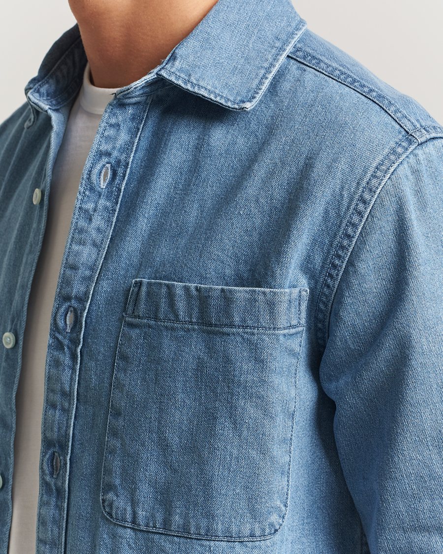 Men | Shirts | KnowledgeCotton Apparel | Cotton Indigo Denim Shirt Light Blue