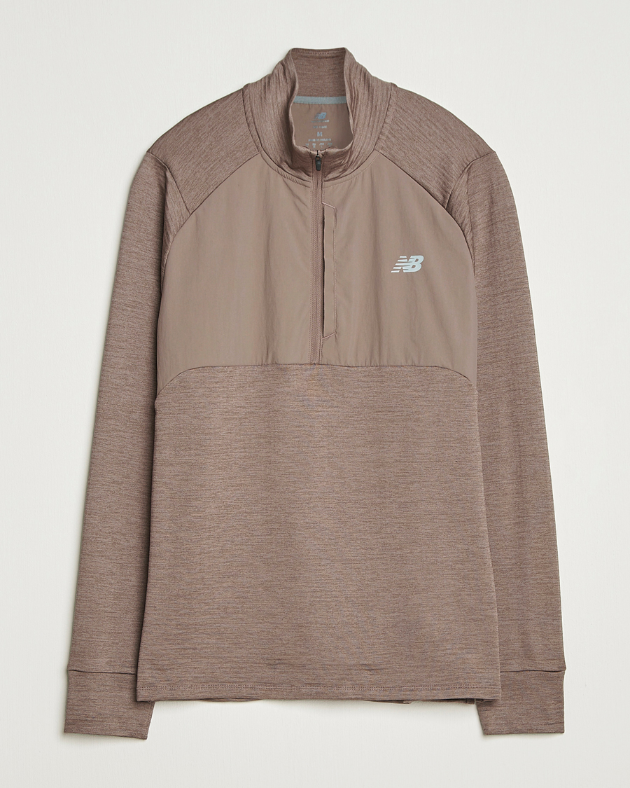 Men | Sweaters & Knitwear | New Balance Running | Heat Grid Half Zip Earth Shadow Heather