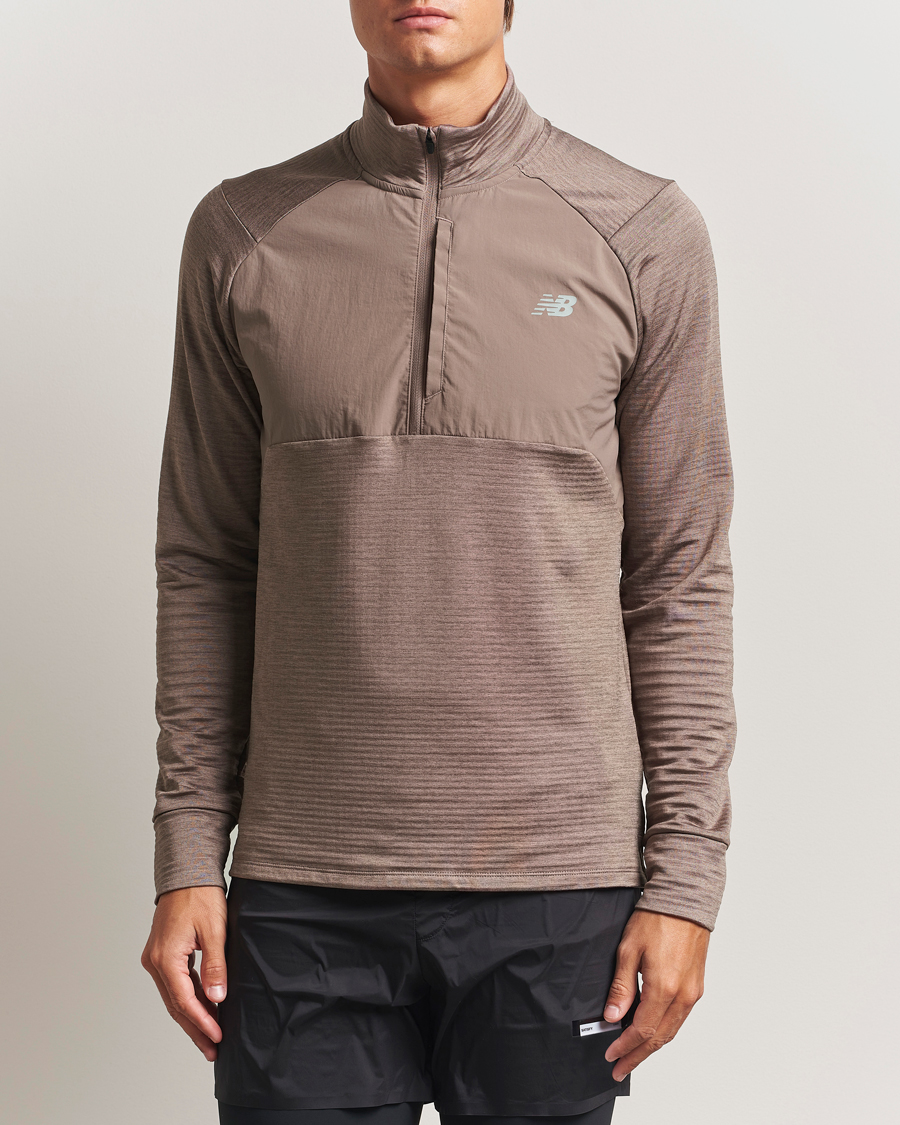 Men | Sweaters & Knitwear | New Balance Running | Heat Grid Half Zip Earth Shadow Heather