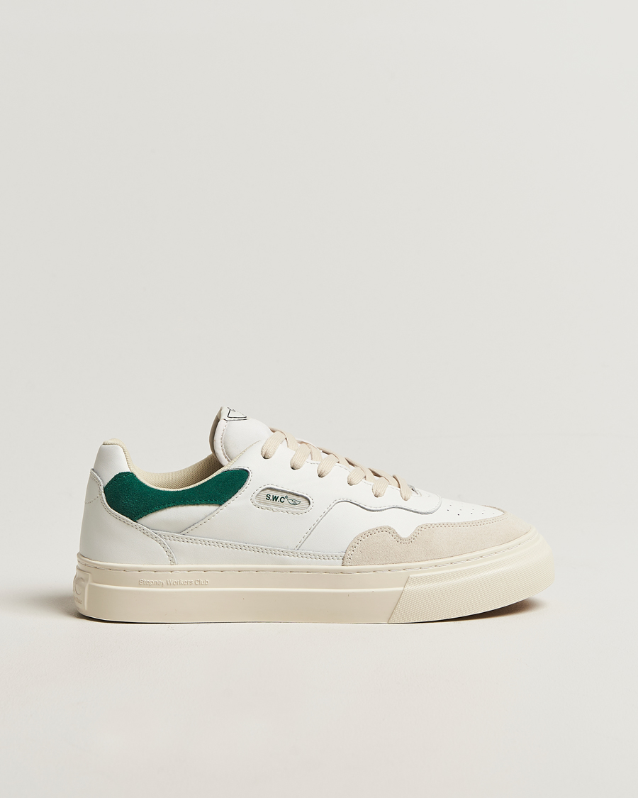 Men | Sneakers | Stepney Workers Club | Pearl Leather/Suede Mix Sneaker White Green