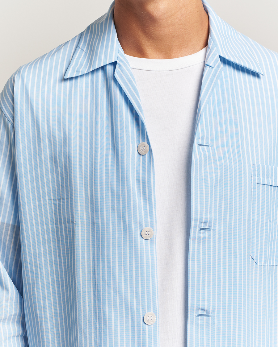 Men | Pyjamas & Robes | Derek Rose | Striped Cotton Pyjama Set Light Blue