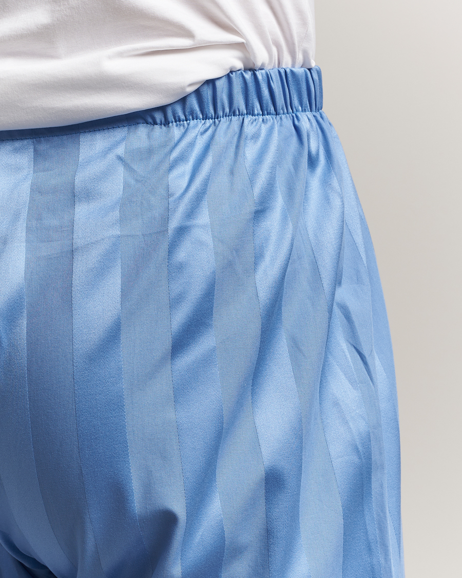 Men | Pyjamas & Robes | Derek Rose | Striped Cotton Satin Pyjama Set French Blue