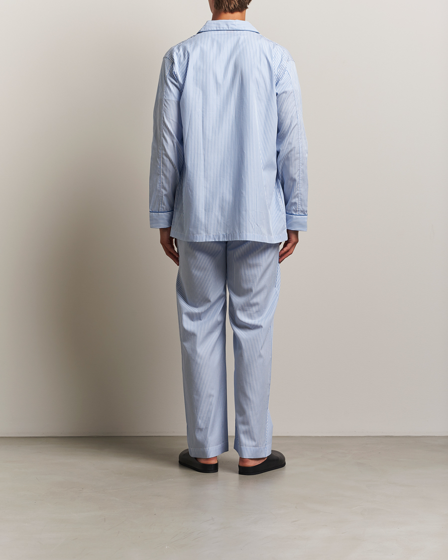 Men | Pyjamas & Robes | Derek Rose | Striped Piped Cotton Pyjama Set Blue/White