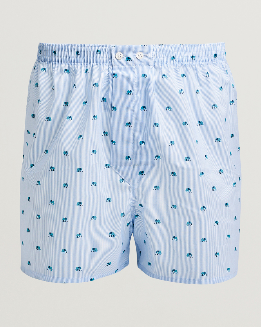 Men | Underwear & Socks | Derek Rose | Classic Fit Woven Cotton Boxer Shorts Light Blue