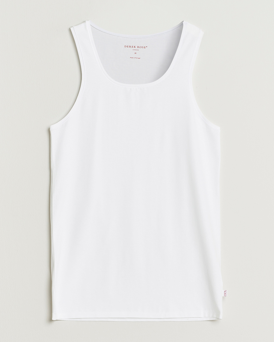 Men | T-Shirts | Derek Rose | Pima Cotton Tank Top White