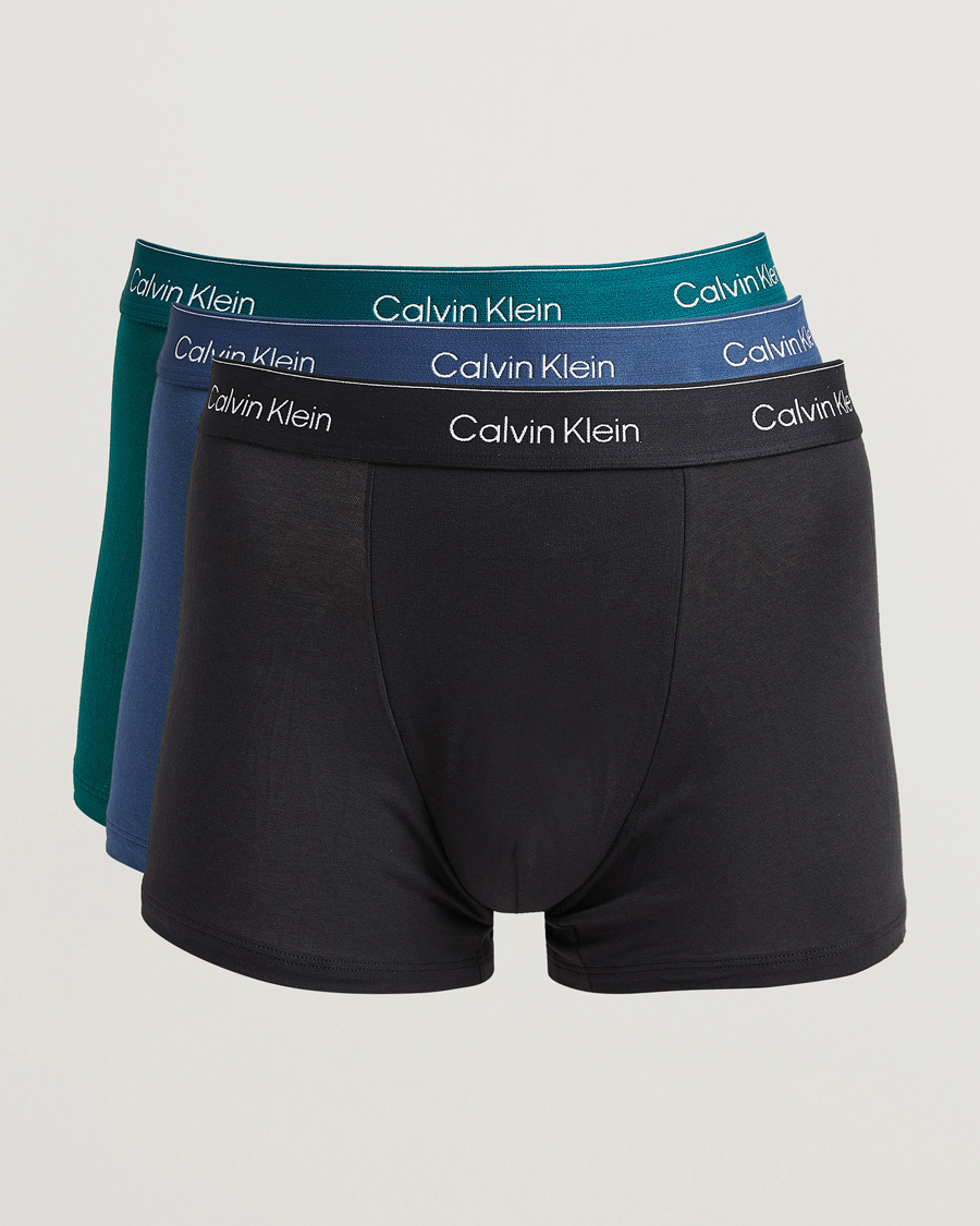 Men | Underwear & Socks | Calvin Klein | 3-Pack Icon Cotton Stretch Relaxed Trunk Green/Black/Blue