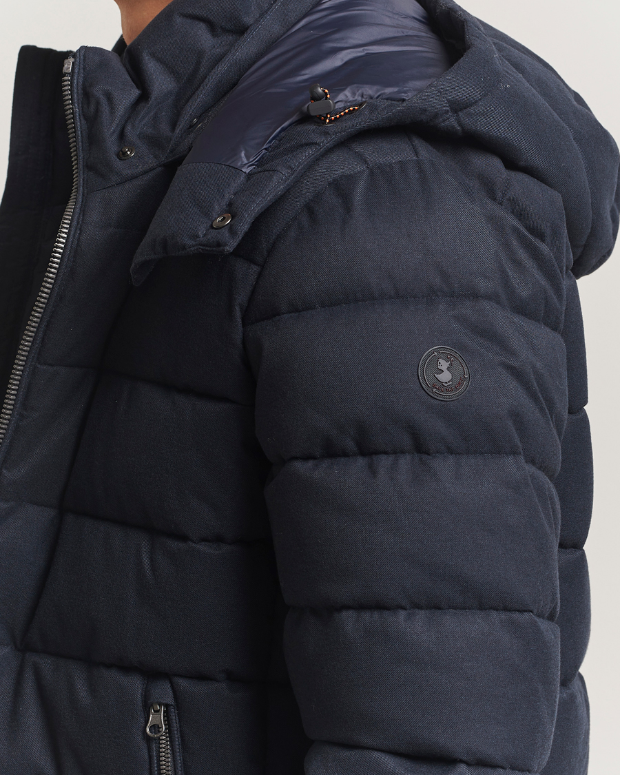Men | Coats & Jackets | Save The Duck | Constantin Padded Flannel Jacket Navy Blue Melange