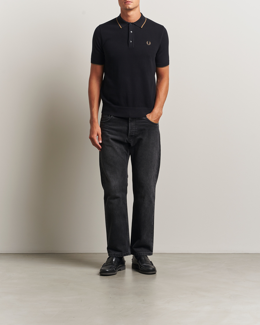 Men | Polo Shirts | Fred Perry | Pique Knitted Tipped Polo Black